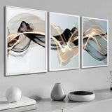 Kit 3 Quadros Abstratos 50x70cm com Moldura Branca