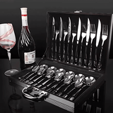 Jogo de Talheres 24 Peças Inox com Maleta de Madeira