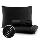 Jogo de Lençol Preto Com Ponto Palito 400 Fios | Toque Macio e Acetinado