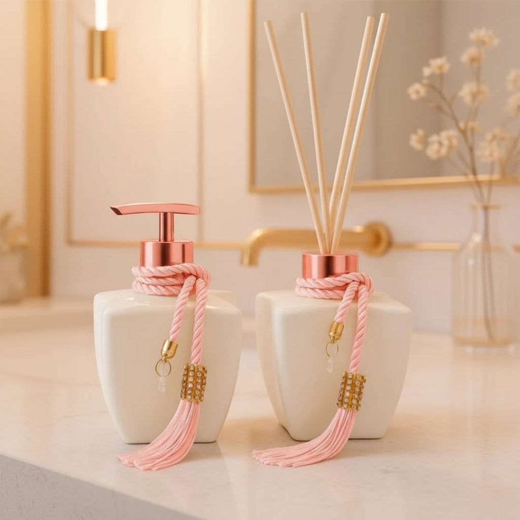 Kit Lavabo de Vidro c/ Aromatizador e Saboneteira