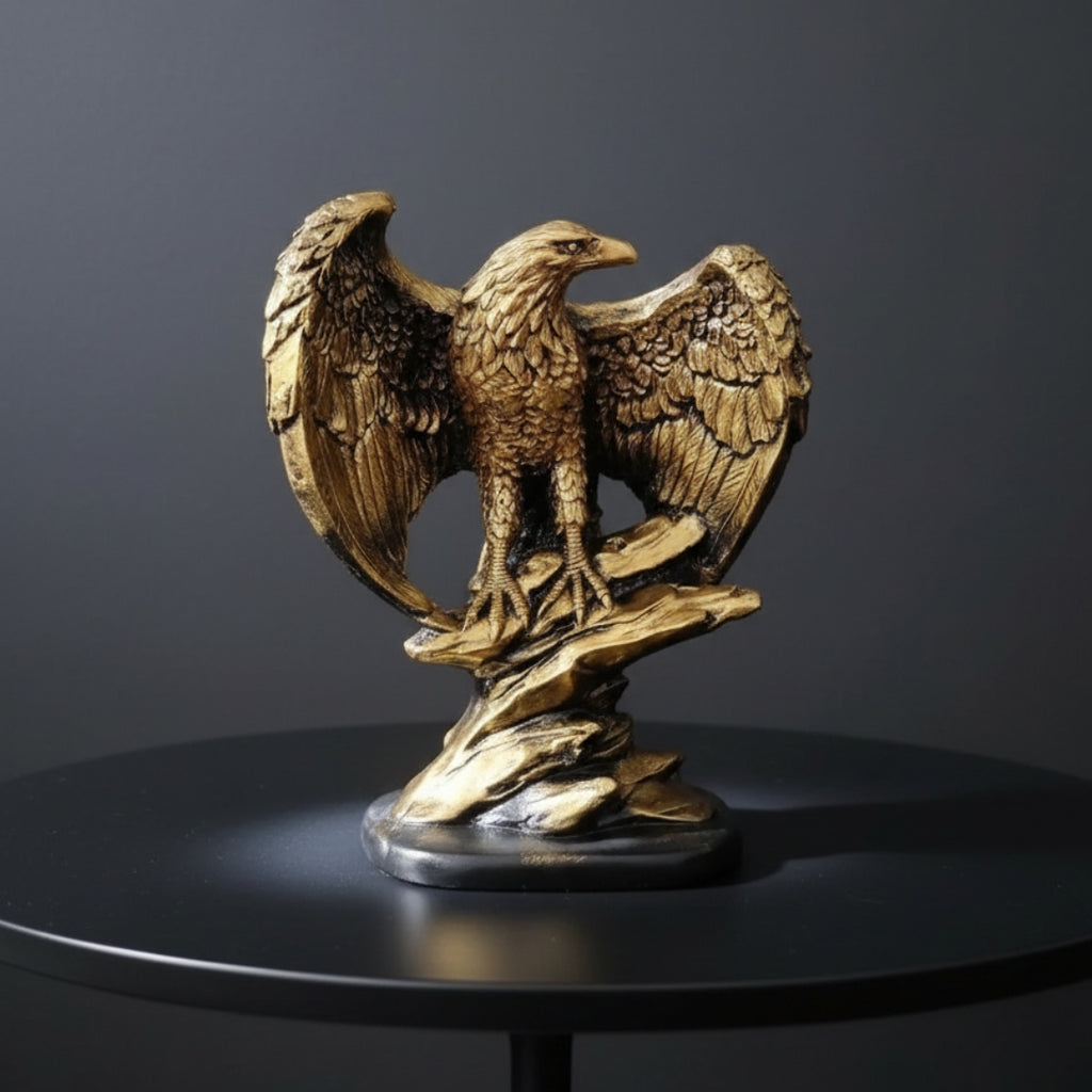 Enfeite Águia Asa Aberta Old Gold - 25cm