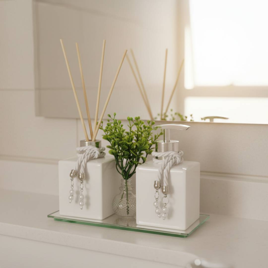 Kit Lavabo de Vidro com Bandeja