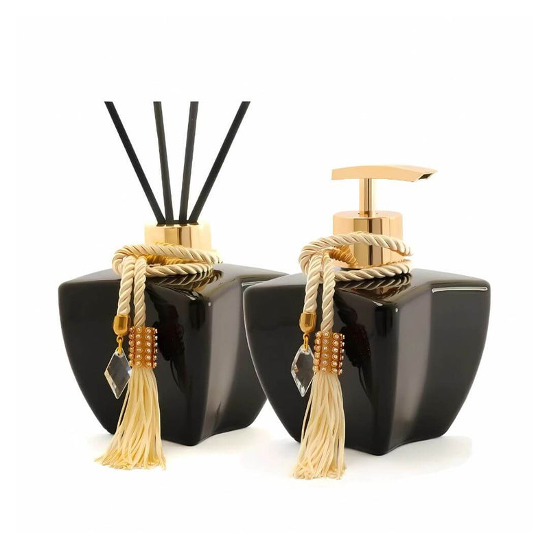 Kit Lavabo de Vidro Brilhante c/ Saboneteira e Aromatizador