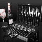 Jogo de talheres inox com maleta de madeira elegante

