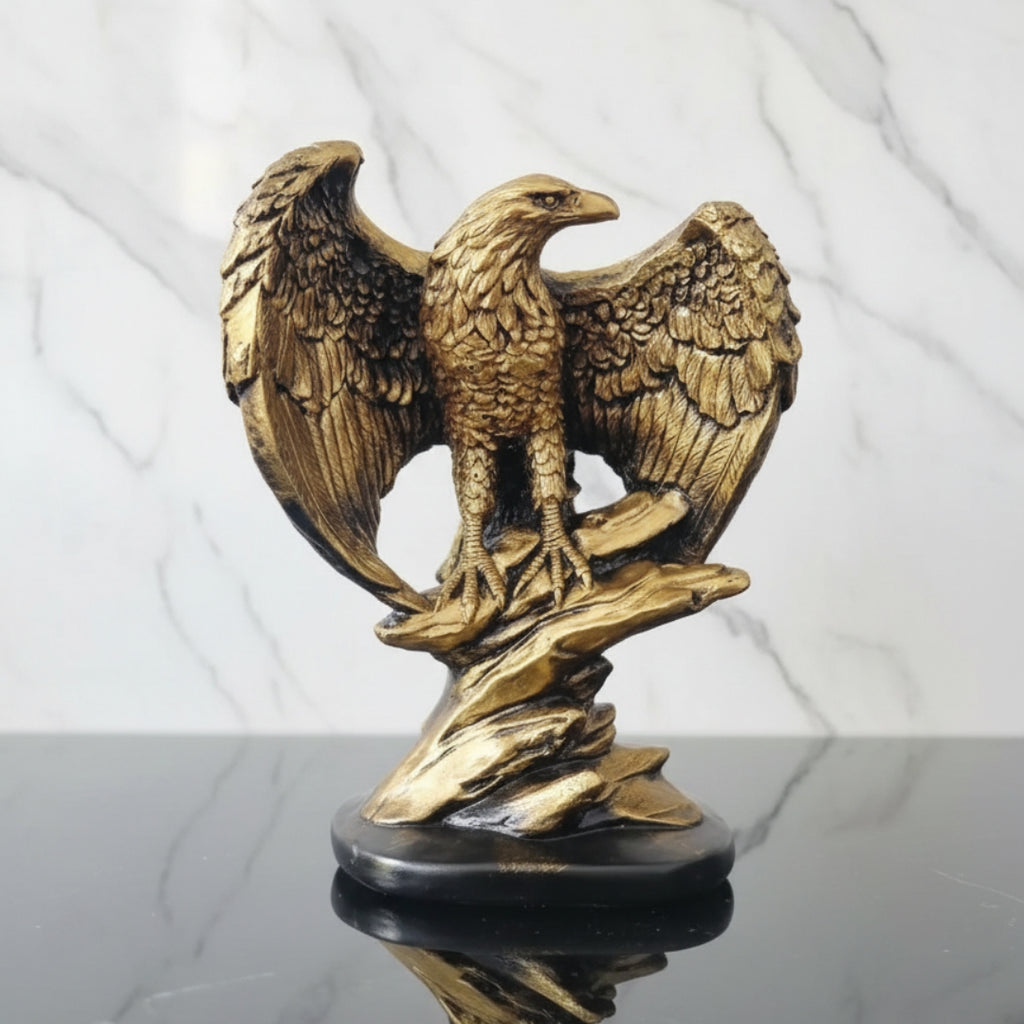 Enfeite Águia Asa Aberta Old Gold - 25cm