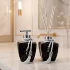 Kit Lavabo de Vidro Brilhante c/ Saboneteira e Aromatizador