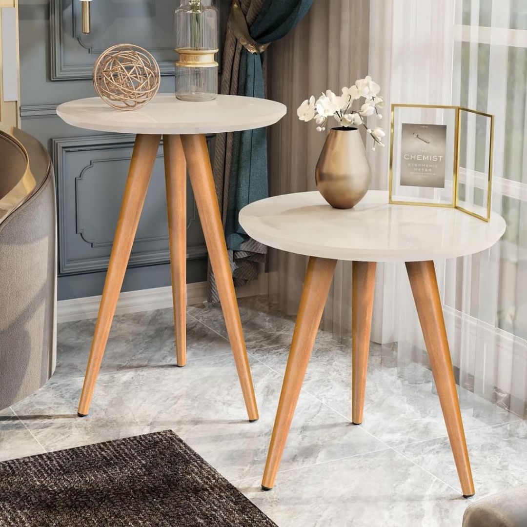 Jogo de Mesas Laterais Redondas