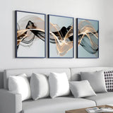 Kit 3 Quadros Abstratos 50x70cm com Moldura Preta