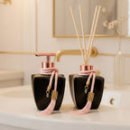 Kit Lavabo de Vidro Brilhante c/ Saboneteira e Aromatizador