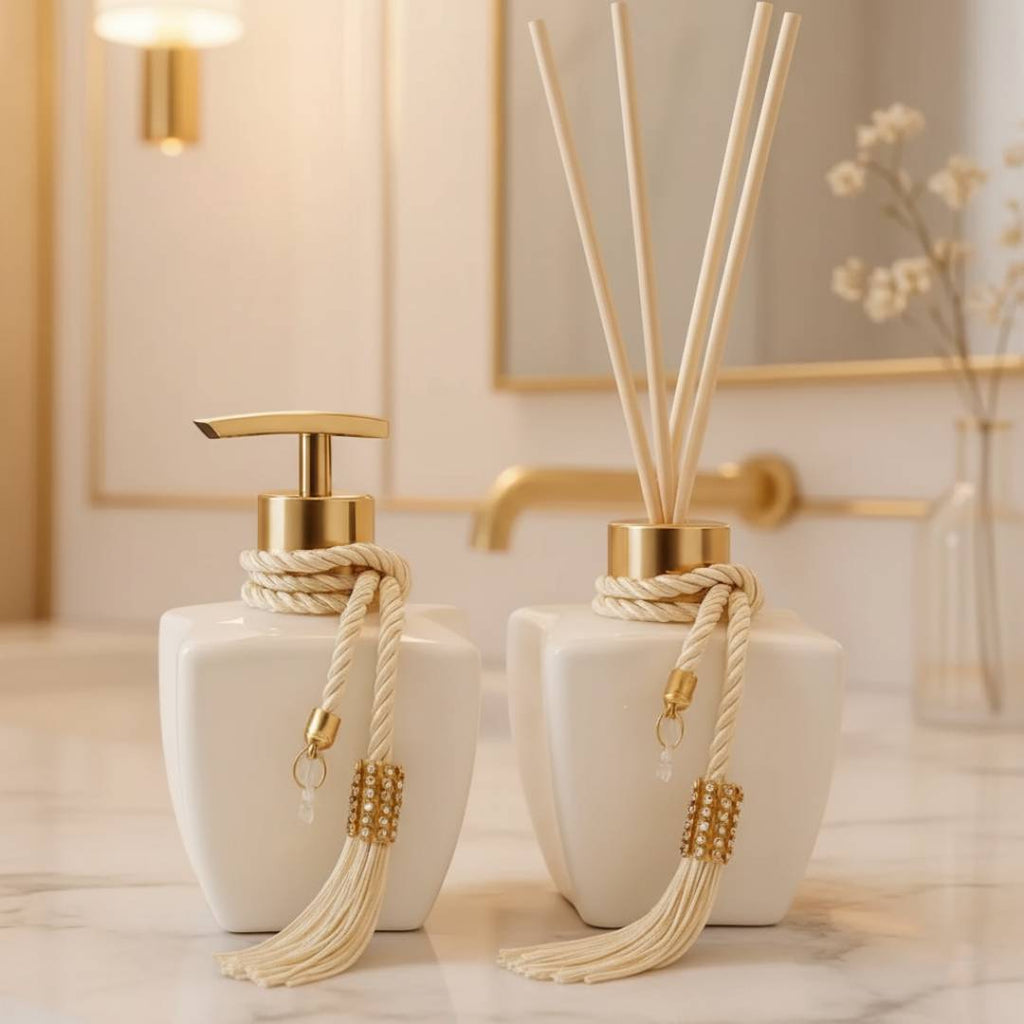 Kit Lavabo de Vidro c/ Aromatizador e Saboneteira