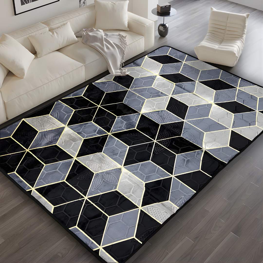 Tapete Antiderrapante Geométrico 100% Poliéster 1,45x1,95M