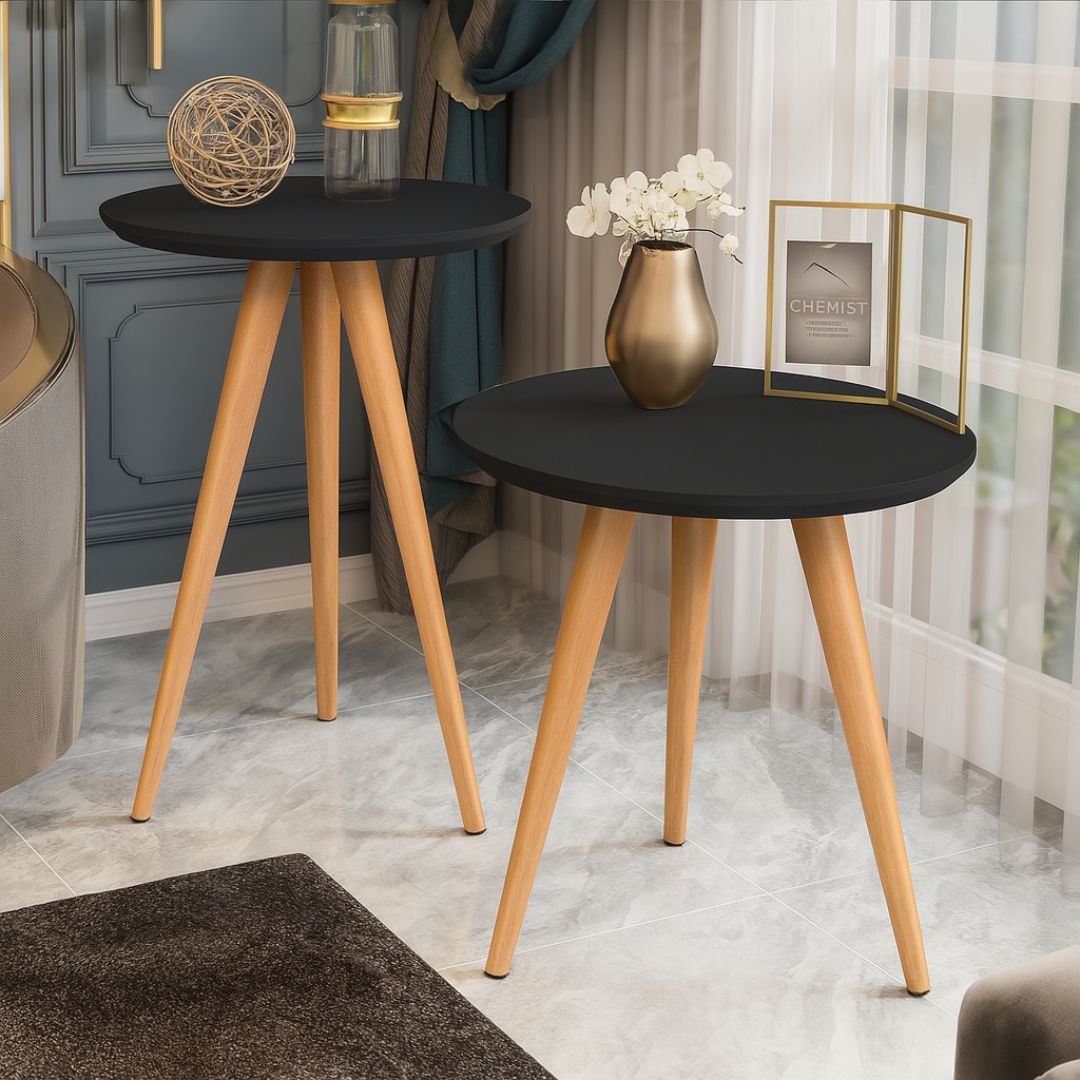 Jogo de Mesas Laterais Redondas