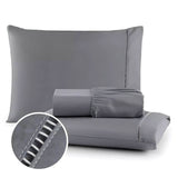 Jogo de Lençol Cinza Com Ponto Palito 400 Fios | Toque Macio e Acetinado