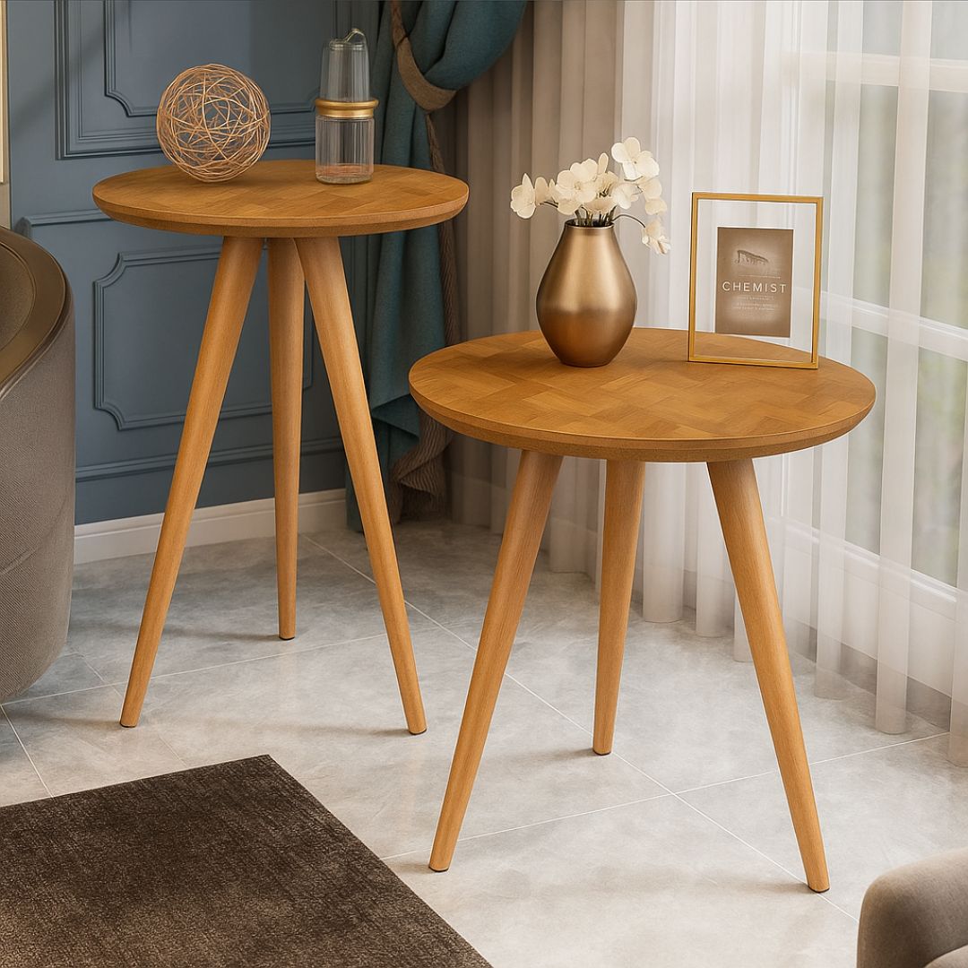 Jogo de Mesas Laterais Redondas