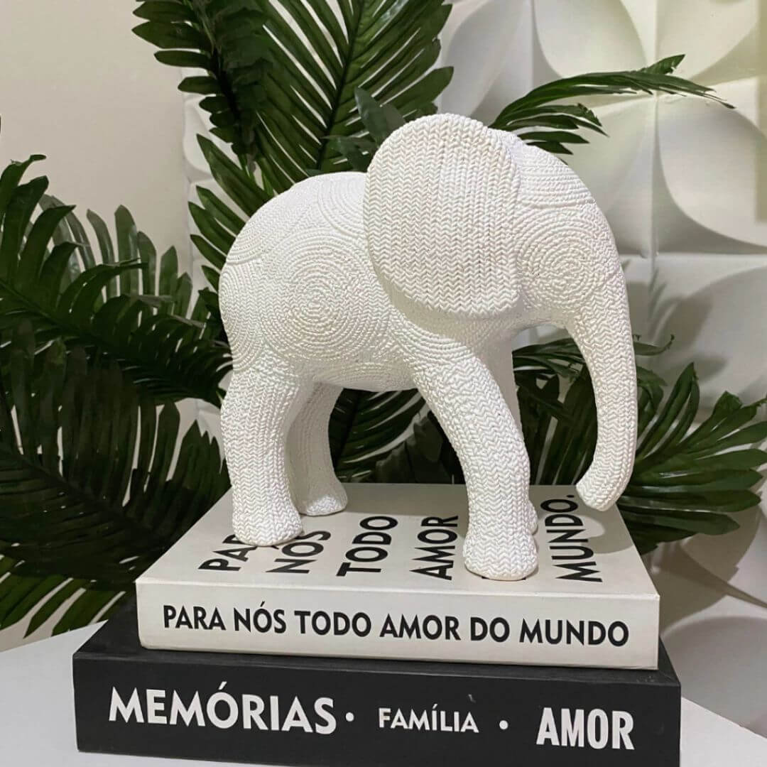 Enfeite Elefante de Gesso 22,5x23cm