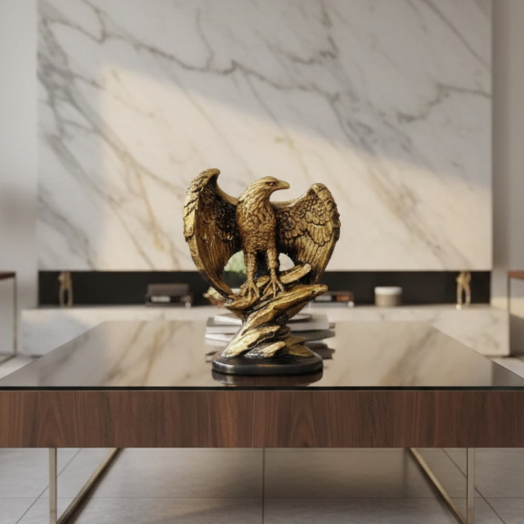 Enfeite Águia Asa Aberta Old Gold - 25cm