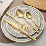 Jogo de Talheres 24 Peças Inox Dourado