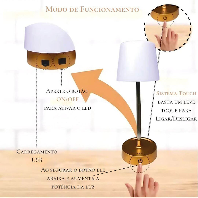 Abajur de Mesa Com Led