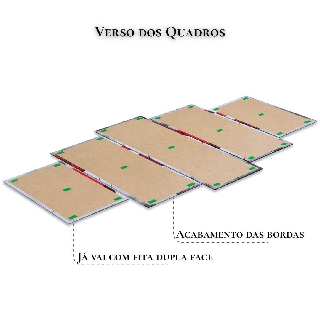 Verso dos quadros com fita dupla face para aplicação simples

