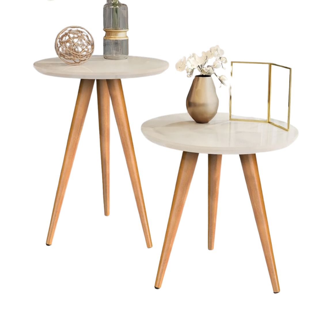 Jogo de Mesas Laterais Redondas