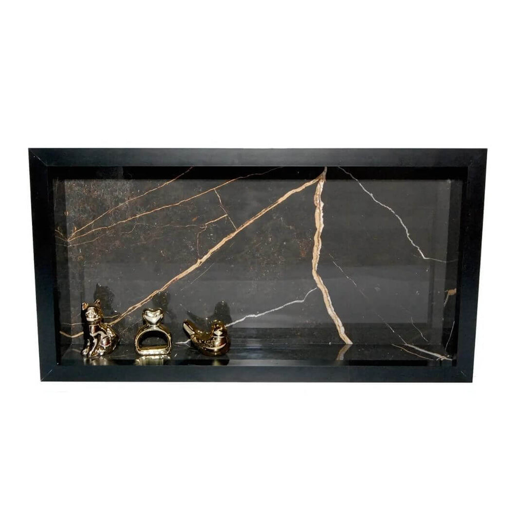 nicho 60x30 preto com moldura preta para parede

