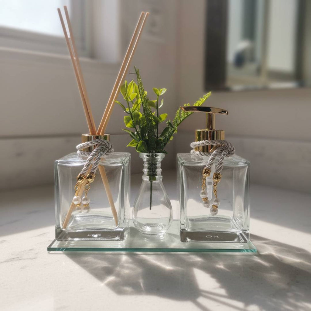 Kit Lavabo de Vidro com Bandeja