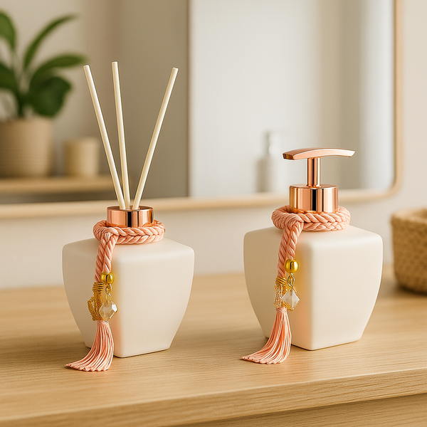 Kit Lavabo de Vidro c/ Aromatizador e Saboneteira
