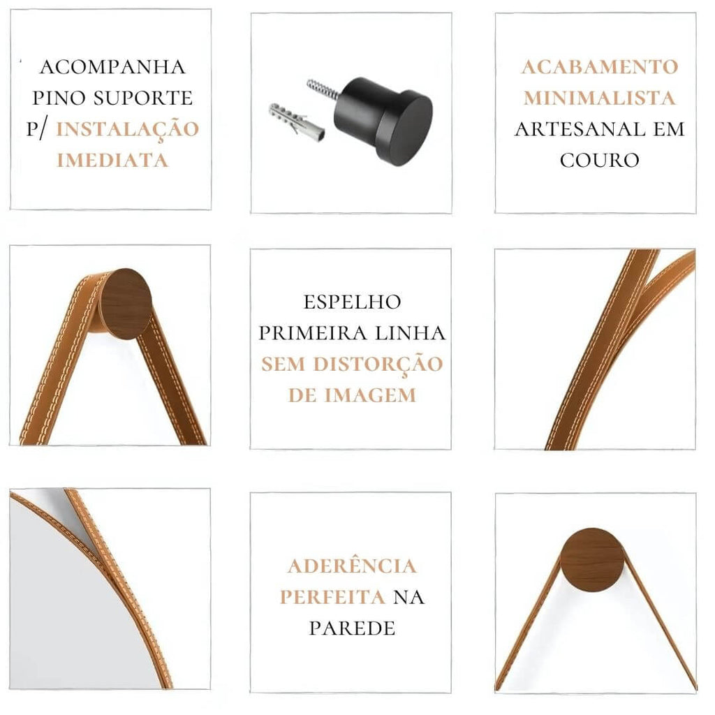Espelho decorativo Adnet redondo Marrom