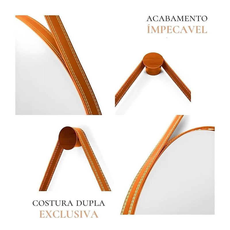 Espelho decorativo Adnet redondo em vidro de cristal na cor Marrom