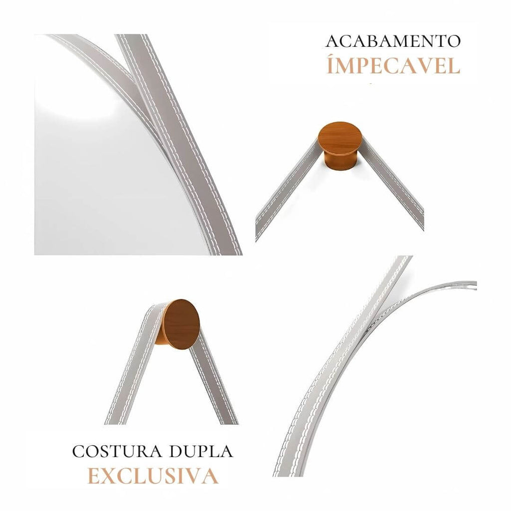 Espelho decorativo Adnet redondo em vidro de cristal na cor branca