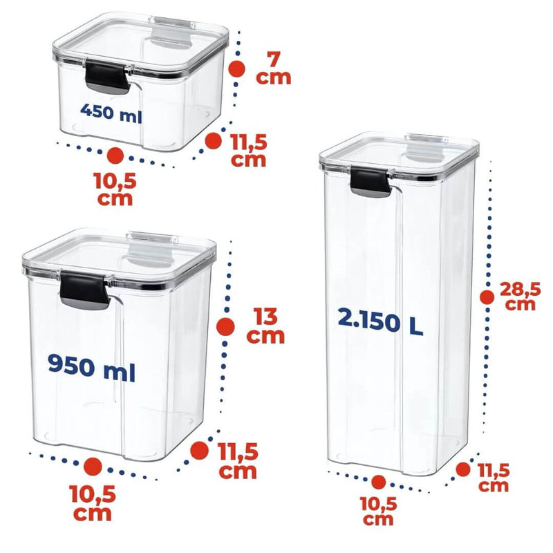 Kit 10 Potes Herméticos com Trava