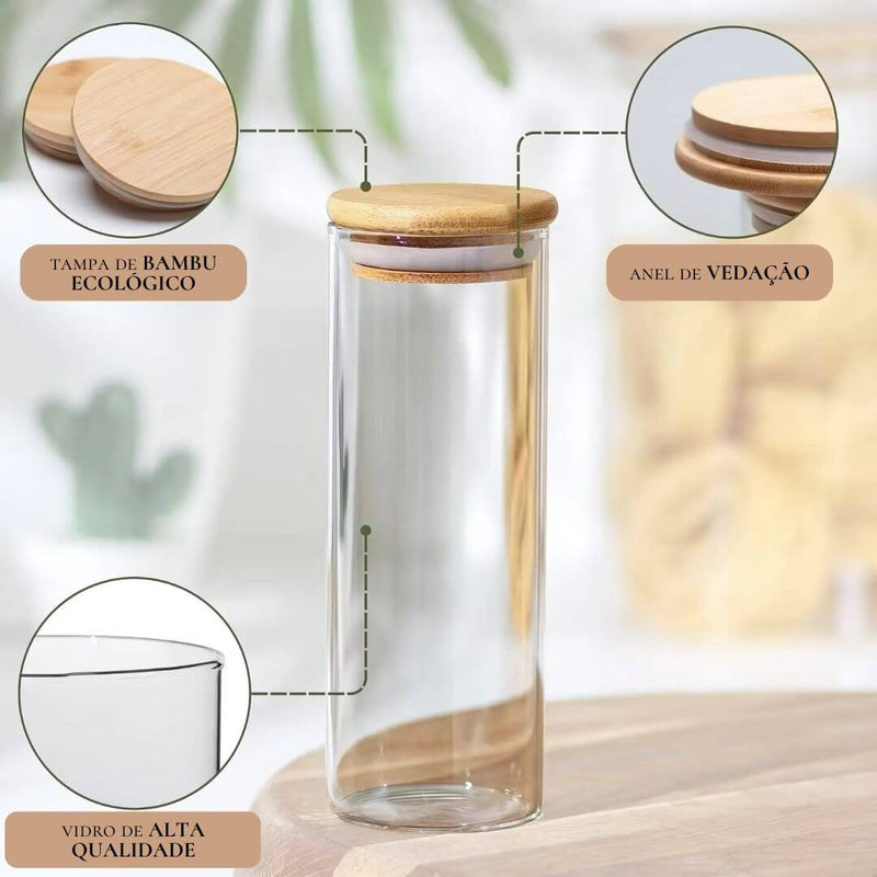 Kit completo de potes de vidro em diferentes tamanhos