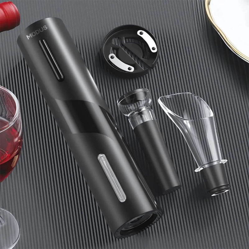 Kit completo para vinho, com abridor automático e design elegante

