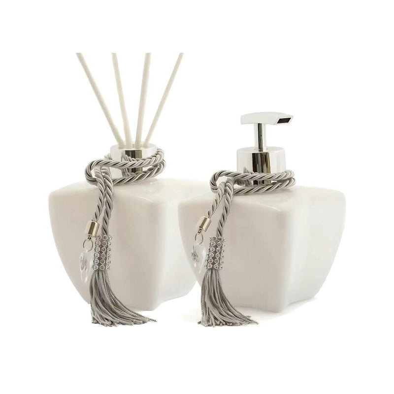 Kit lavabo de vidro prata