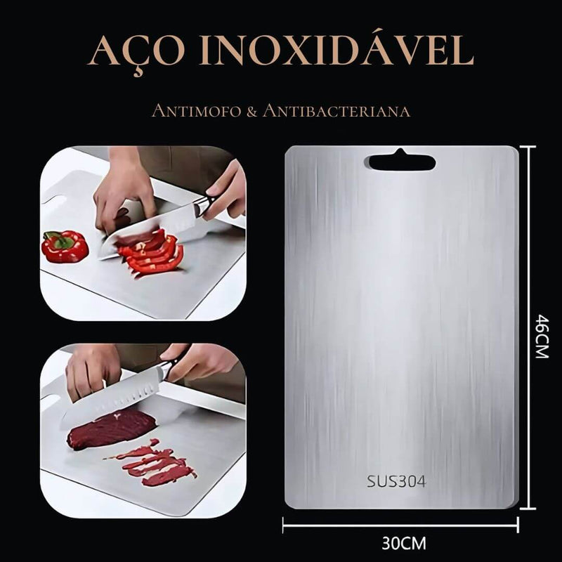 Tábua de corte em aço inox 304 com acabamento escovado